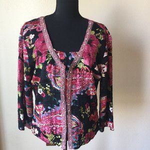 Alberto Makali black pink floral twin set